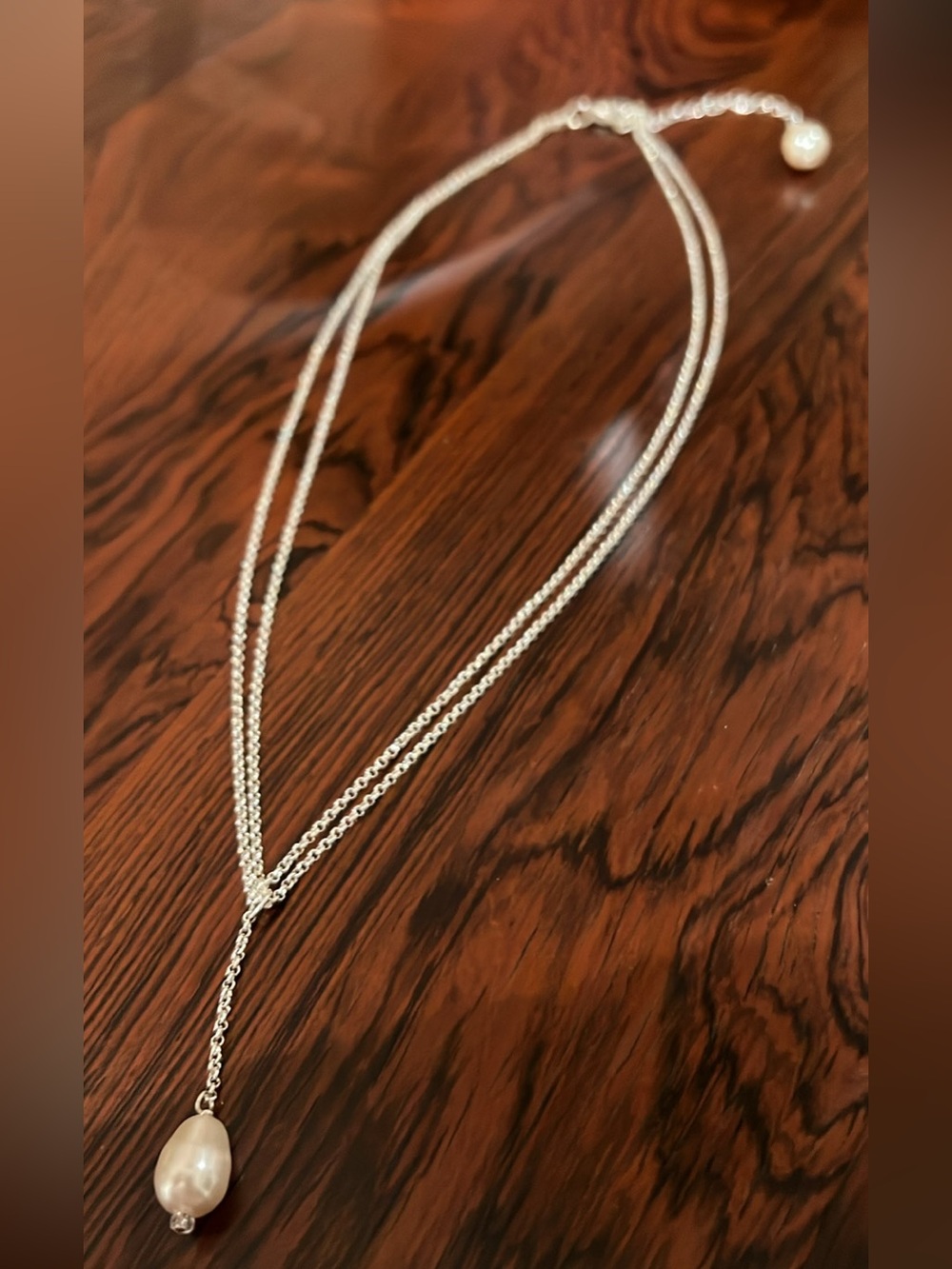 Delicate Sterling Silver Layered Necklace with Freshwater Pearl Pendant